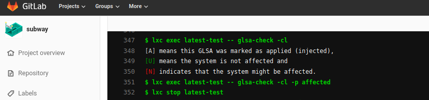 GLSA vulnerability check result for a BaldEagleOS system